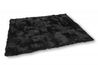 Koberec z ovčích kůží s dlouhým vlasem, černý 160 x 200 cm