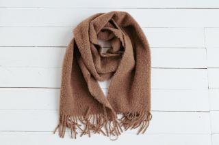 Merino šála model Boucle, hnědá