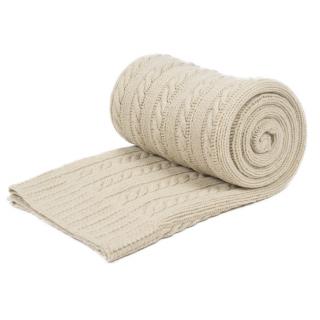 Pletená deka Olivia, pískově hnědá, 100% Australské Merino  hebká, gramáž 550g/m2