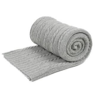 Pletená deka Olivia, světle šedá, 100% Australské Merino  hebká, gramáž 550g/m2