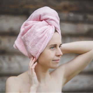 Turban na vlasy, růžová