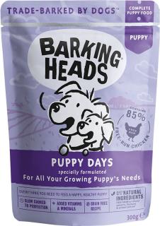 BARKING HEADS Puppy Days kapsička 300g (Vlhké krmivo pro štěňata a mladé psy. S lososem a mořskou rybou, bez obilovin (Grain Free).)