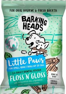 BARKING HEADS Treats Floss'n' Gloss Little Paws 100g (Dentální tyčinka pro dospělé psy malých plemen. 5ks v balení.)