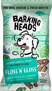 BARKING HEADS Treats Floss'n' Gloss Medium Breed 150g (Dentální tyčinka pro dospělé psy středních plemen (10-25kg). 5ks v balení.)