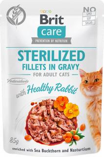 Brit Care Cat Fillets Gravy Sterilized Healthy Rabbit 85g (Filetky ve šťávě s králíkem. Pro kastrované kočky.)