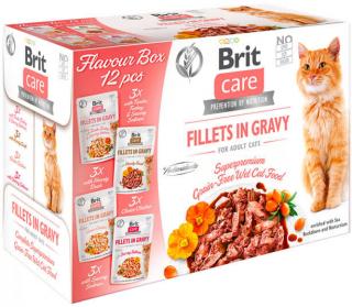 Brit Care Cat Fillets in Gravy Flavour box 12x85g (Filetky ve šťávě. Mix 12ks kapsiček ve 4 příchutích.)