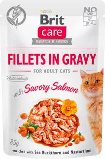 Brit Care Cat Fillets in Gravy Savory Salmon 85g (Filetky ve šťávě s lososem.)