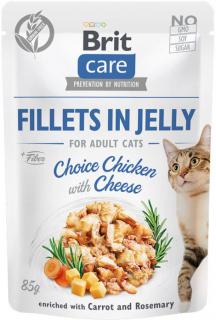 Brit Care Cat Fillets in Jelly ChickenCheese 85g (Filetky v želé s kuřecím a sýrem.)
