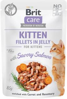 Brit Care Cat Fillets in Jelly Kitten with Salmon 85g (Filetky v želé s lososem. Pro koťata.)