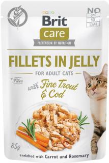 Brit Care Cat Fillets in Jelly with TroutCod 85g (Filetky v želé s  treskou a pstruhem.)