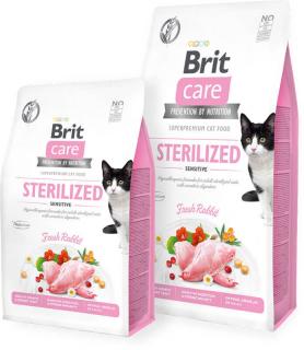 Brit Care Cat GF Sterilized Sensitive 2kg (Pro dospělé a sterilizované (kastrované ) kočky s citlivým trávením.)
