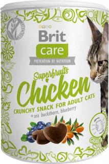 Brit Care Cat Snack Superfruits Chicken 100g (Křupavý kuřecí pamlsek s rakytníkem a borůvkami. Doplňkové krmivo pro dospělé kočky.)