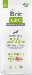 Brit Care Dog Sustainable Adult Medium Breed 12kg (Kuře a hmyz pro dospělé psy středních plemen (10 – 25 kg).)