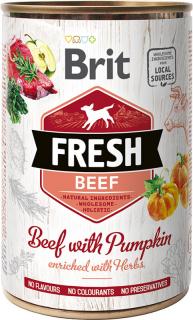 Brit Fresh Beef with Pumpkin 400g (Kompletní konzervované krmivo pro dospělé psy. Hovězí s dýní.)