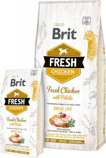 Brit Fresh Chicken with Potato Adult Great Life 12kg (Superprémiové holistické krmivo pro dospělé psy. Čerstvé kuře s bramborem, pohankou, jablky a tymiánem.)