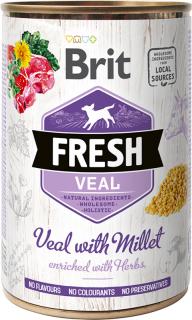 Brit Fresh Veal with Millet 400g (Kompletní konzervované krmivo pro dospělé psy. Telecí s prosem.)