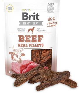 Brit Jerky Beef Fillets 200g (Pamlsky ze sušeného masa pro dospělé psy - filety z hovězího a kuřete.)