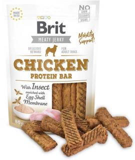 Brit Jerky Chicken with Insect Protein Bar 80g (Pamlsky ze sušeného masa pro dospělé psy - proteinová tyčinka s hmyzem a kuřetem.)