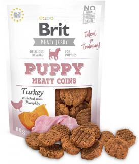 Brit Jerky Puppy Turkey Meaty Coins 80g (Pamlsky ze sušeného masa - masové penízky z krůty a kuřete pro štěňata.)