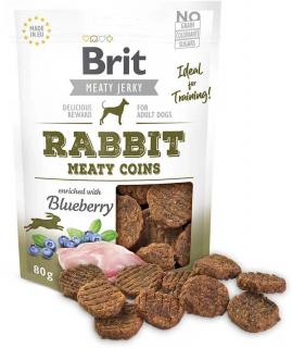 Brit Jerky Rabbit Meaty Coins 80g (Pamlsky ze sušeného masa pro dospělé psy - masové penízky z králíka a kuřete.)