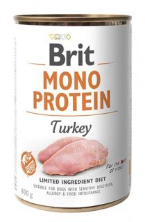 Brit Mono Protein - Turkey konzerva 400g (100% ČISTÝ KRŮTÍ PROTEIN. Receptura s obsahem jednoho proteinu je vhodná ke snížení rizika alergií a potravinové intolerance. Kompletní krmivo pro psy.)