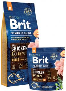 Brit Premium by Nature Adult M 15kg (Pro dospělé psy středních plemen 10-25kg. Kuřecí.)