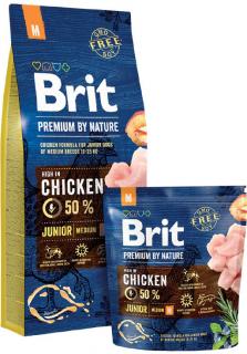 Brit Premium by Nature Junior M 15kg (Pro mladé psy (1-12měsíců) středních plemen (10-25kg). Kuřecí.)