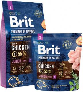 Brit Premium by Nature Junior S 1kg (Pro mladé psy (1-12měsíců) malých plemen (do 10kg). Vhodné i pro březí a kojící feny. Kuřecí.)