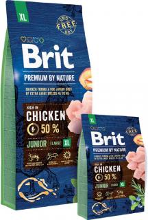 Brit Premium by Nature Junior XL 15kg (Pro mladé psy (1-30 měsíců) extra velkých plemen (nad 45kg). Kuřecí.)