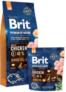 Brit Premium by Nature Senior S+M 15kg (Pro starší psy (7 a více let) malých a středních plemen (1-25kg). Kuřecí.)