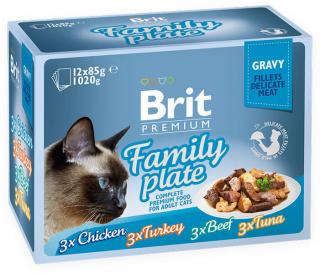 Brit Premium Cat Pouch Family Plate Gravy 1020g (Filety čtyř chutí ve šťávě. Kompletní vlhké krmivo pro dospělé kočky.)