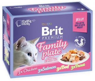 Brit Premium Cat Pouch Family Plate Jelly 1020g (Filety čtyř chutí v želé. Kompletní vlhké krmivo pro dospělé kočky.)
