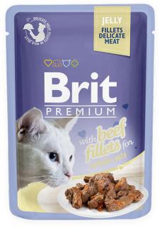 Brit Premium Cat Pouch with Beef Fillets in Jelly for Adult Cats 85g (Filety s hovězím v želé. Kompletní vlhké krmivo pro dospělé kočky.)