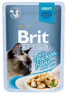 Brit Premium Cat Pouch with Chicken Fillets in Gravy for Adult Cats 85g (Filety s kuřetem ve šťávě. Kompletní vlhké krmivo pro dospělé kočky.)