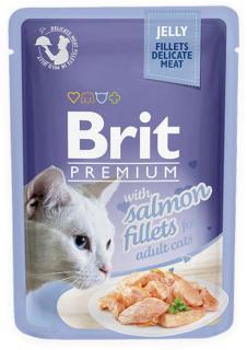 Brit Premium Cat Pouch with Salmon Fillets in Jelly for Adult Cats 85g (Filety s lososem v želé. Kompletní vlhké krmivo pro dospělé kočky.)