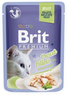 Brit Premium Cat Pouch with Trout Fillets in Jelly for Adult Cats 85g (Filety se pstruhem v želé. Kompletní vlhké krmivo pro dospělé kočky.)
