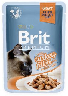 Brit Premium Cat Pouch with Turkey Fillets in Gravy for Adult Cats 85g (Filety s krocanem ve šťávě. Kompletní vlhké krmivo pro dospělé kočky.)