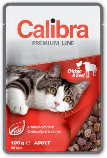 Calibra Cat kapsa Premium Adult Chicken  Beef 100g (Kompletní krmivo pro dospělé kočky s kuřecím a hovězím v omáčce.)