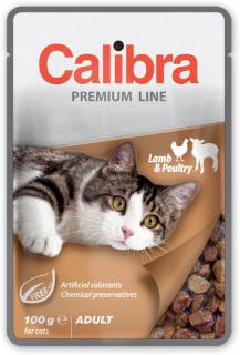 Calibra Cat kapsa Premium Adult Lamb  Poultry 100g (Kompletní krmivo pro dospělé kočky s jehněčím a drůbežím v omáčce.)