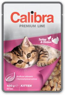 Calibra Cat kapsa Premium Kitten Turkey  Chicken100g (Kompletní krmivo pro dospělé kočky s kuřecím a hovězím v omáčce.Kompletní krmivo pro koťata s krůtím a kuřecím v omáčce.)