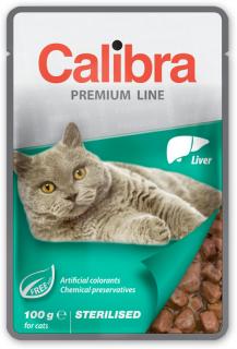Calibra Cat kapsa Premium Sterilised Liver 100g (Kompletní krmivo pro dospělé kočky s jehněčím a drůbežím v omáčce.Kompletní krmivo pro dospělé sterilizované kočky, s játry v omáčce.)