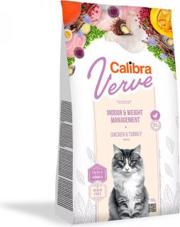Calibra Cat Verve GF IndoorWeight Chicken 750g (Pro dospělé domácí kočky s potřebou udržení váhy, s kuřecím a krůtím masem.)