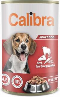 Calibra Dog Beef liverveget. in jelly 1240g (Konzerva pro psy s hovězím a játry se zeleninou v želé.)