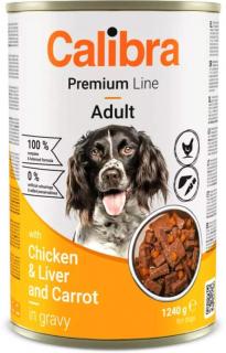 Calibra Dog Premium konz. with ChickenLiver 1240g (Masová konzerva s kuřecím, játry a mrkví v omáčce. )