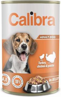 Calibra Dog Turkey, chickpasta in jelly 1240g (Konzerva pro dospělé psy s krůtím, kuřecím, těstovinami v želé.)