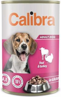 Calibra Dog Vealturkey in gravy 1240g (Konzerva pro dospělé psy s telecím a krůtím v omáčce.)