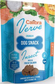 Calibra Dog Verve Crunchy Snack InsectSalmon 150g (Křupavé pamlsky s hmyzím proteinem a čerstvým lososem bez obilovin.)
