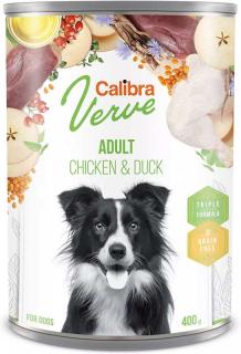 Calibra Dog Verve GF Adult ChickenDuck 400g (Konzerva s kuřecím a kachním pro dospělé psy.)