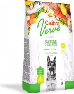 Calibra Dog Verve GF Adult ML SalmonHerring 12kg (Pro dospělé psy středních a velkých plemen. S čerstvým lososem.)