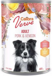 Calibra Dog Verve GF Adult PorkVenison 400g (Konzerva s vepřovým a zvěrinou pro dospělé psy.)